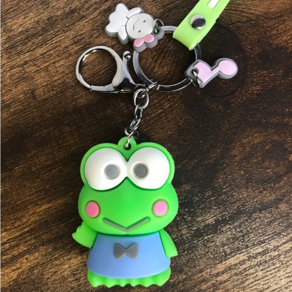 New Keroppi 3D Keychain Wristlet Lanyard Charms Keyring Clasp Sanrio Character - Picture 3 of 7